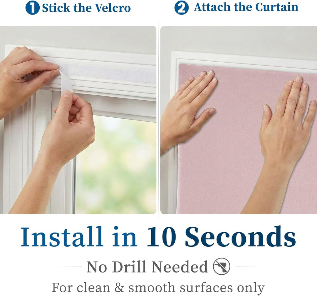 100% Self Adhesive Blackout Curtains- Stick on Curtain Shades Window Blinds Curtains No Rod Needed Easy to Hang Curtain, Use for Bedroom…