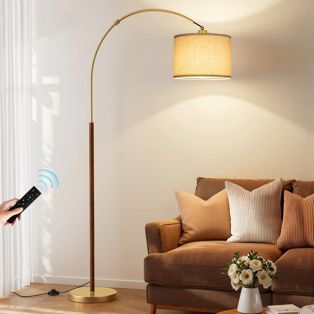 Ambimall Dimmable Arc Floor Lamp with Remote, Color Temperatures and Brightness Adjustable, Arched Floor Lamp with Rotating Head, Over…