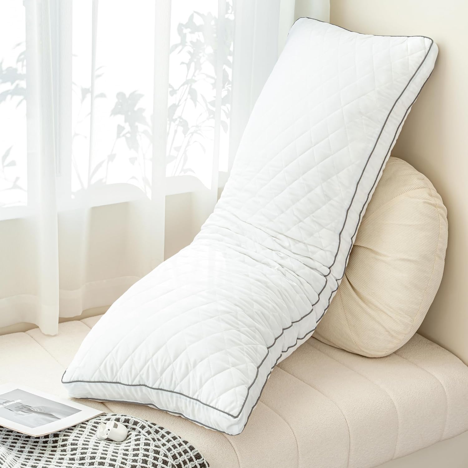 Ubauba Memory Foam Body Pillow, Full Large Body Pillows for Adults, Firm & Fluffy Long Bed Pillows for Sleeping (20x54 inch, White)