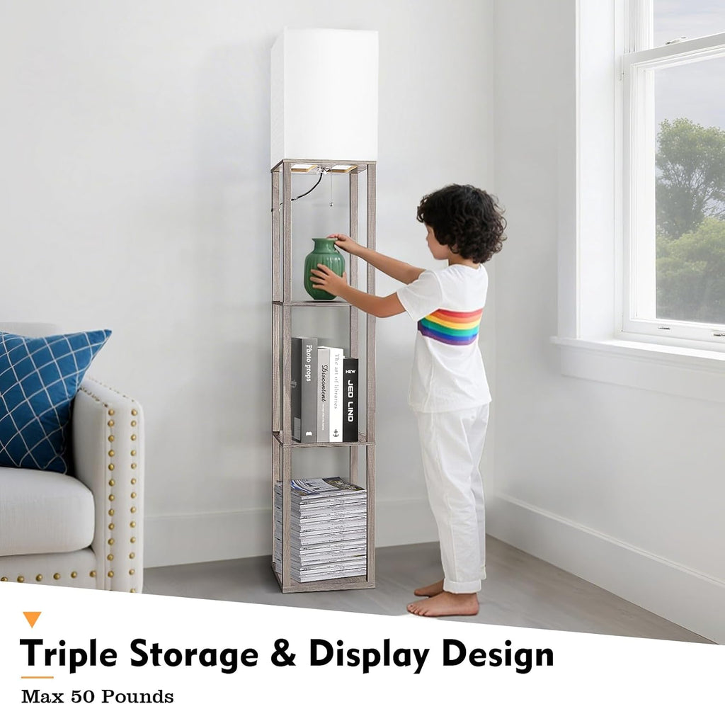 RUNTOP Floor Lamp with Shelves, Shelf Lamp with 3 Color Temperature LED Bulb, Lamps for Living Room, Standing Lamp Modern Tall Standing…
