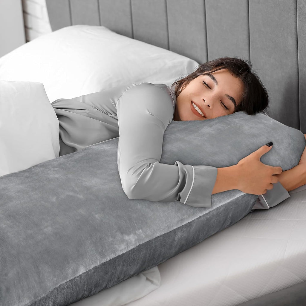 Bedelite Body Pillow Cover with Zipper Closure, Super Soft and Cozy Fuzzy Fleece Body Pillowcase 20 x 54 Inches, Luxury Fluffy Plush Long B…