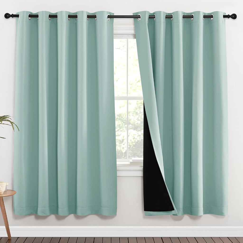 Nicetown 100% Blackout Window Curtain Panels, Full Light Blocking Drapes with Black Liner for Nursery, 72-inch Drop Thermal Insulated Drape…