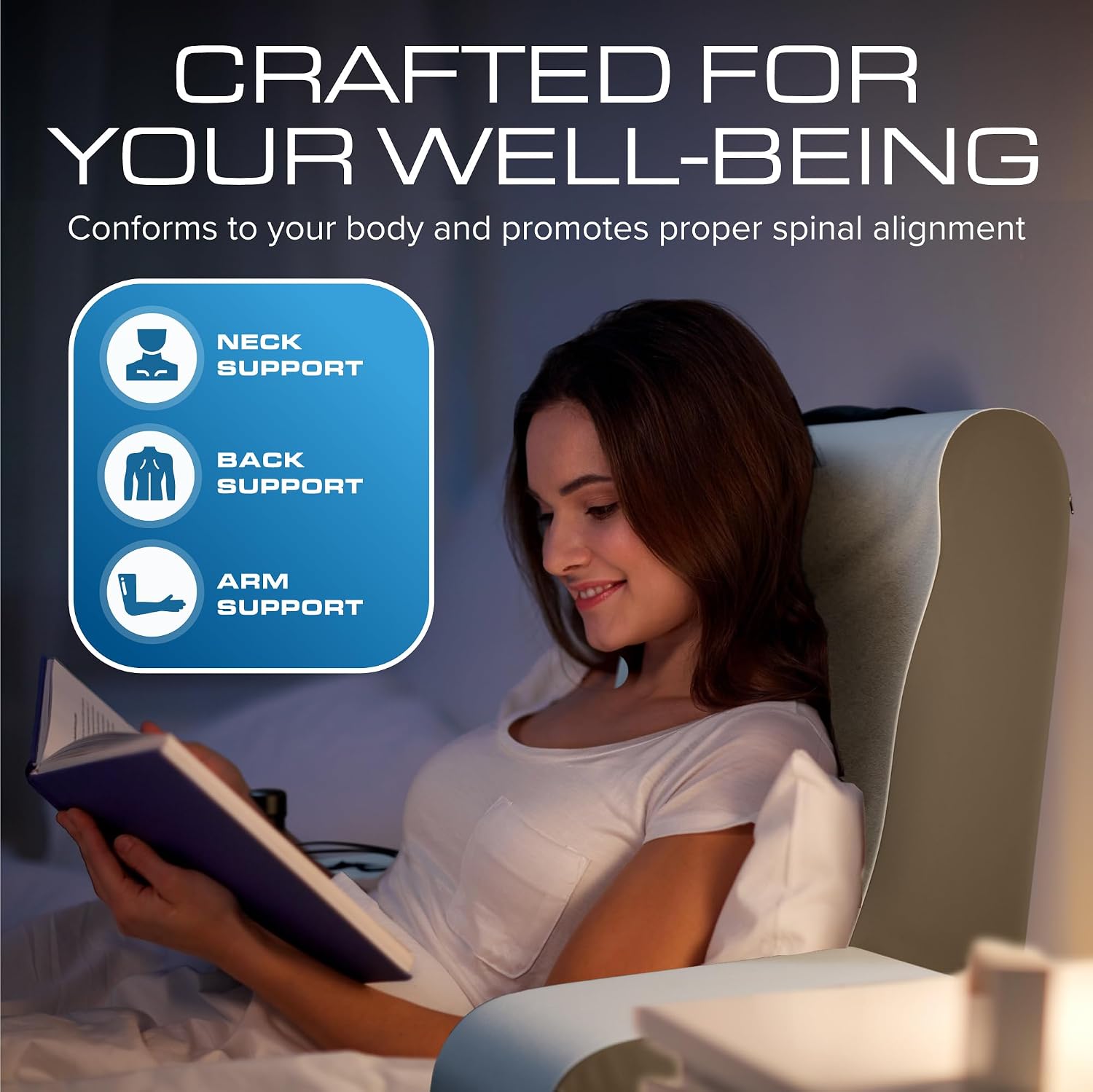 Kölbs Reading Pillow, Full Support Comfort Solid Foam, Back Cushion for Bed Sitting Up TV Book Gaming - Back Support Backrest Use on…