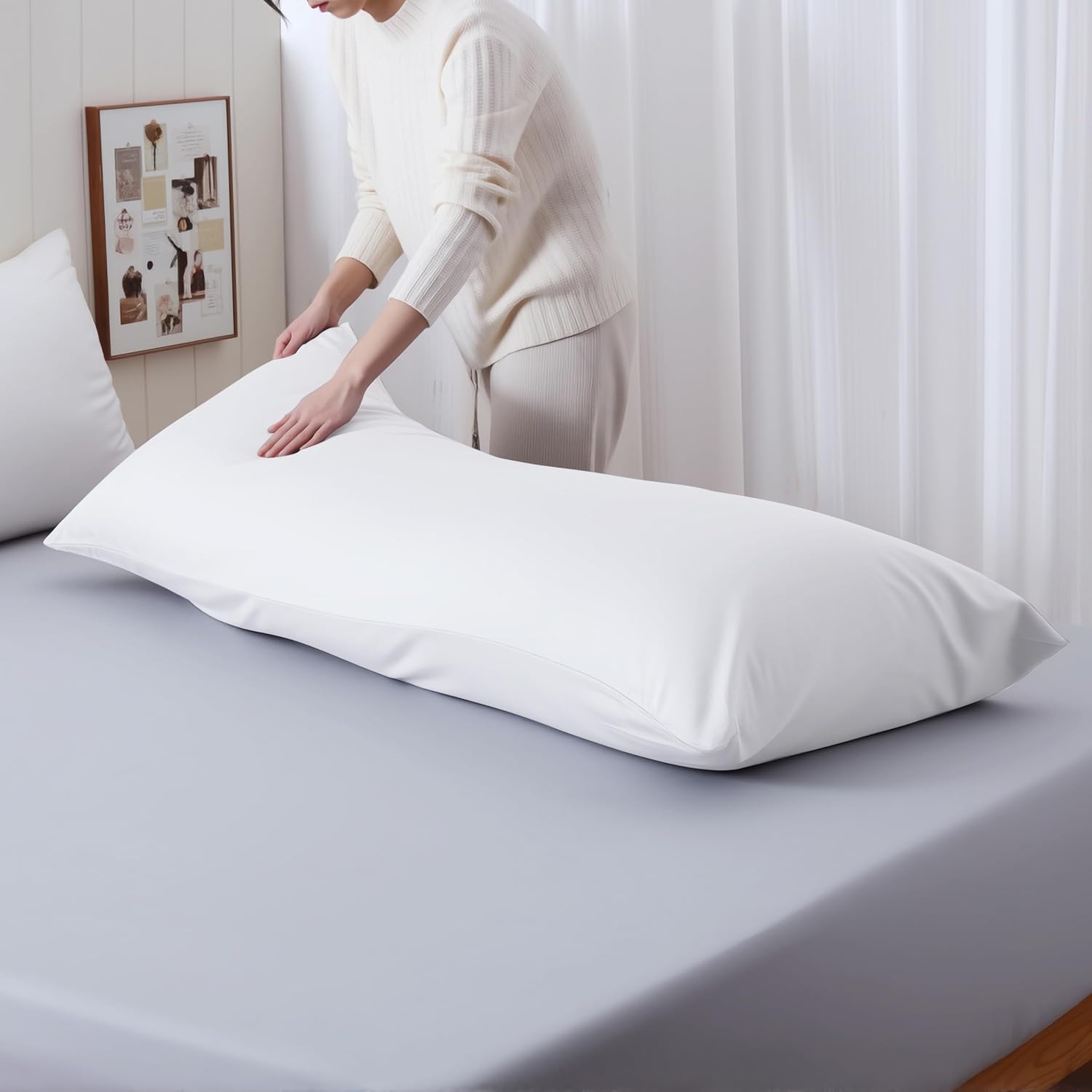 ShunjieHome Body Cooling Pillow Case, Viscose Derived from Bamboo Long Pillow Protectors, 400 TC Soft Silky Breathable Summer Body Pillowcas…