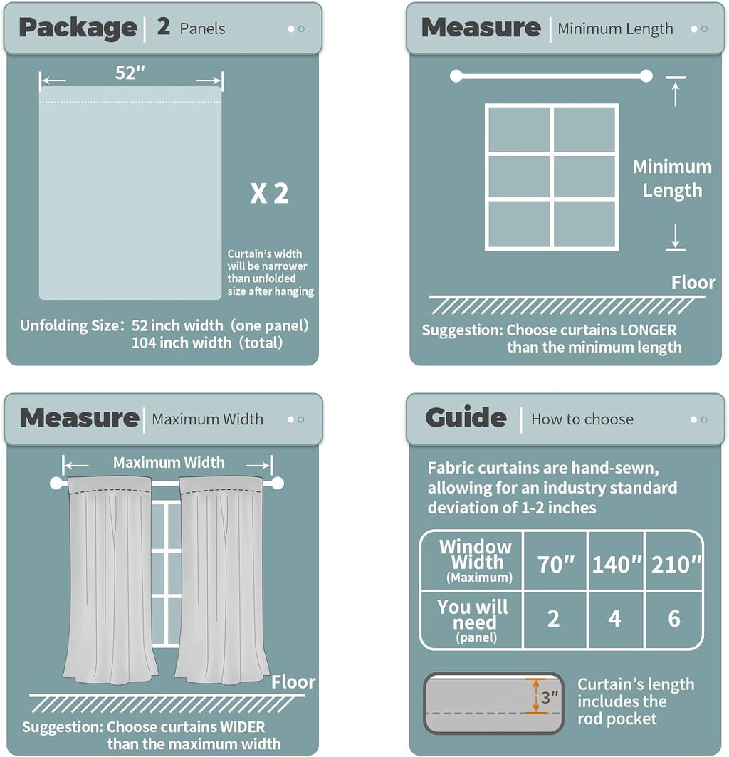 BGment Thermal Insulated 100% Blackout Curtains for Bedroom with Black Liner, Double Layer Full Room Darkening Noise Reducing Rod Pocket Cu…