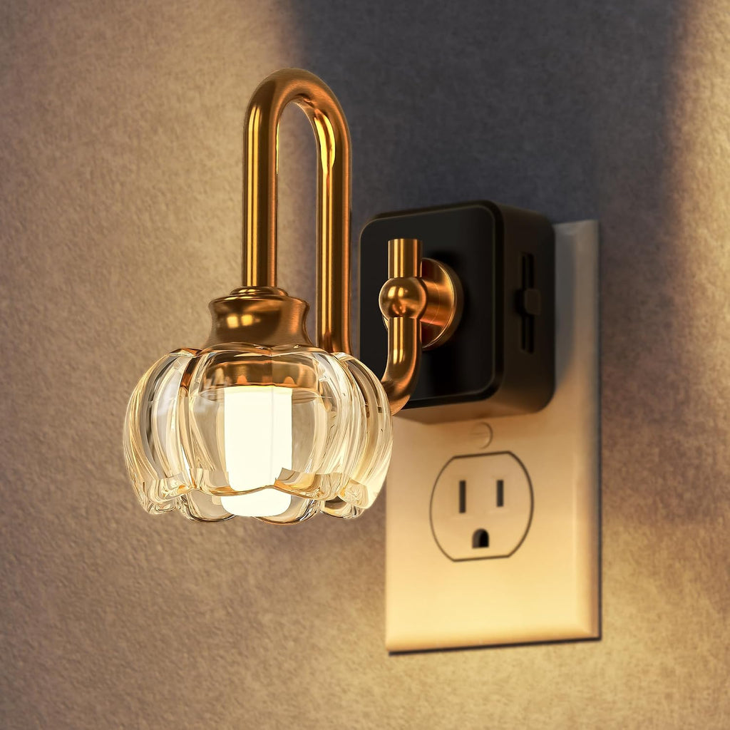 DORESshop LED Night Light, Night Lights Plug into Wall, 0%-100% Silde Brightness Adjustable Plug in Night Light, Dusk to Dawn Sensor Nightl…
