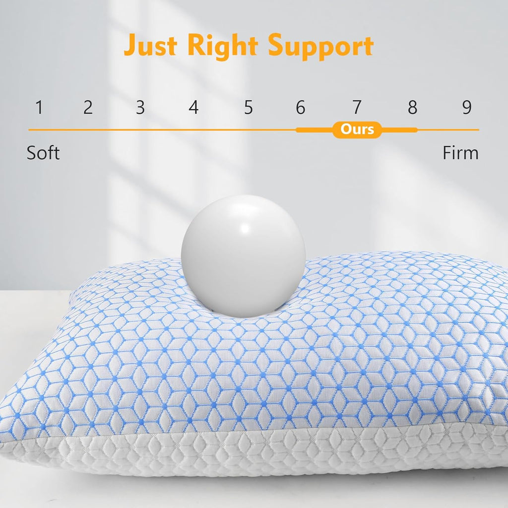 Love Attitude Shredded Memory Foam Pillows Queen Size Set of 2, Cooling Firm Pillows Queen Size 2 Pack for Bed, Adjustable for Side Back…