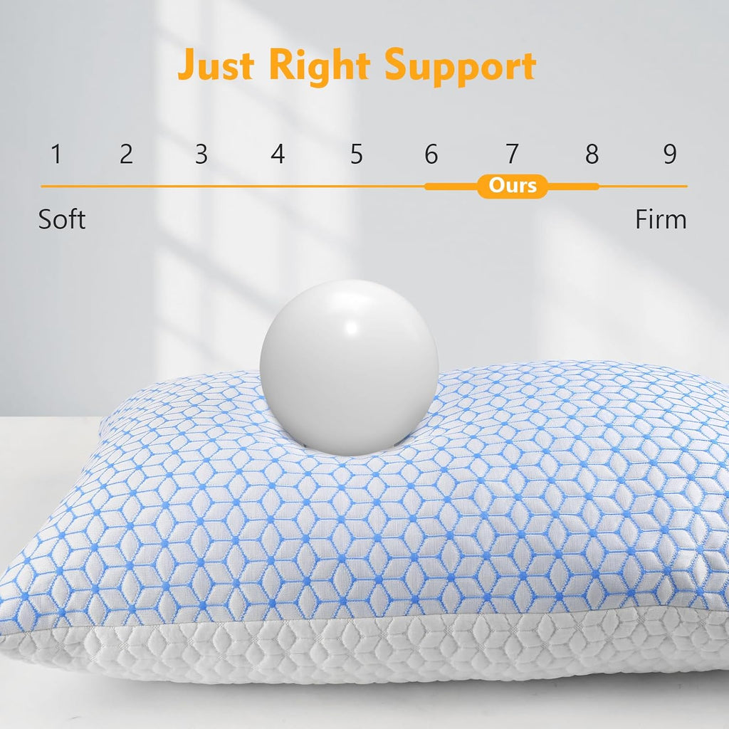 Love Attitude Bed Pillow Queen Size 1 Pack, Shredded Memory Foam Pillow Adjustable, Cooling Pillow Soft and Supportive for Side Back…