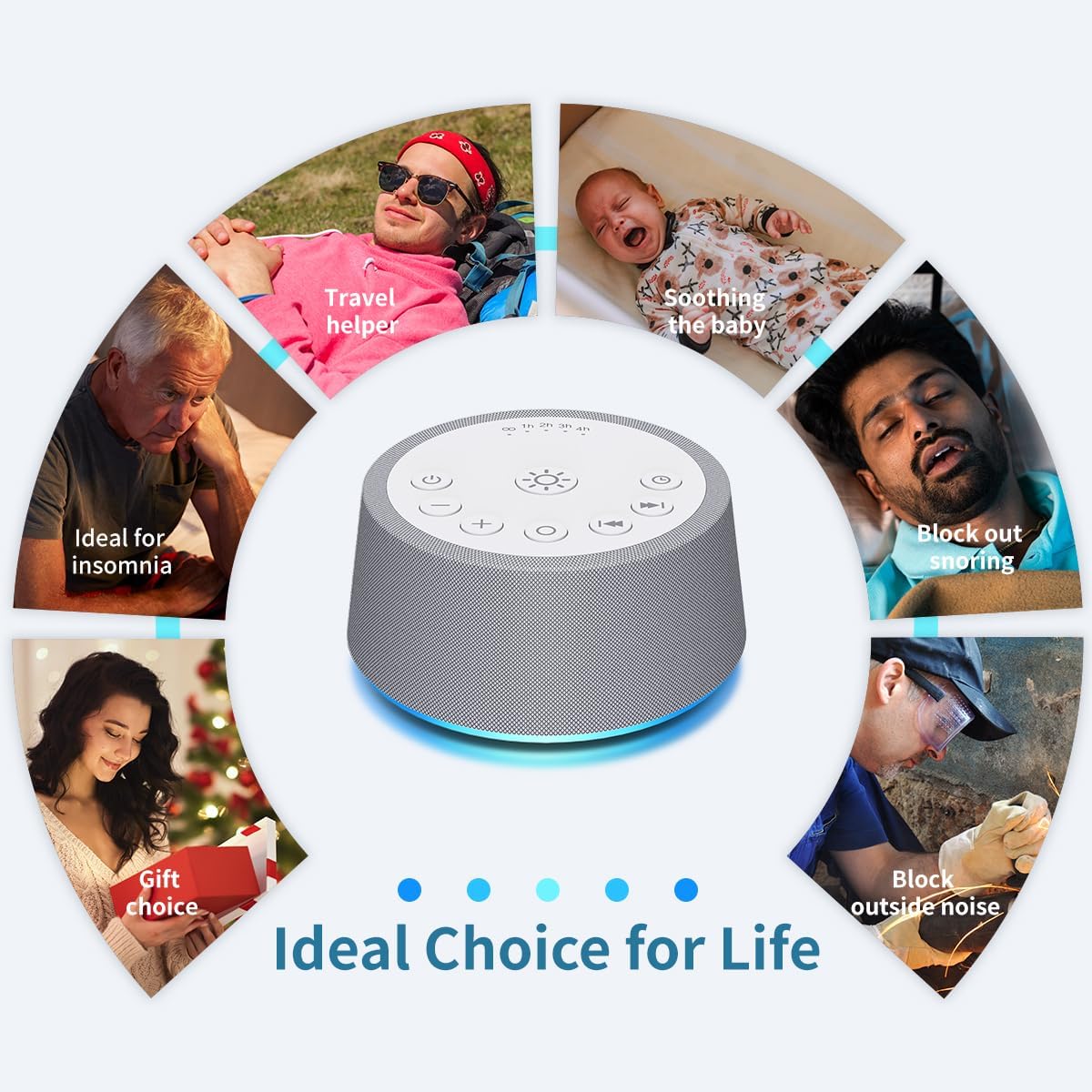 SoundLegend White Noise Sleep Sound Machines 30 Sounds 32-Level Volume 12 Colors Light 5 Timers Adjustable Light Brightness Compact for…