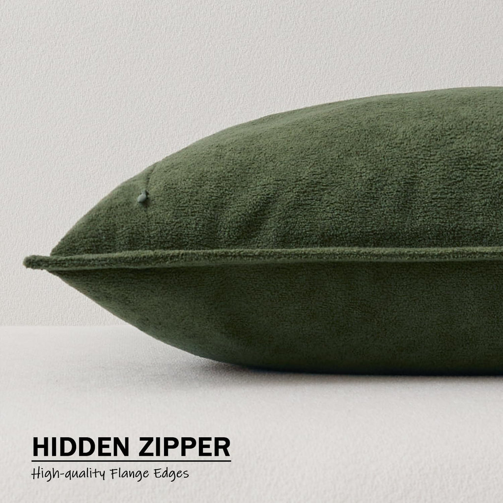 KevinTextile Kevin Textile Spring Waterproof Decorative Pillow Covers Moss Green 16x16 Inch Pack of 2 Soft Boucle Textured Throw Pillowcase…