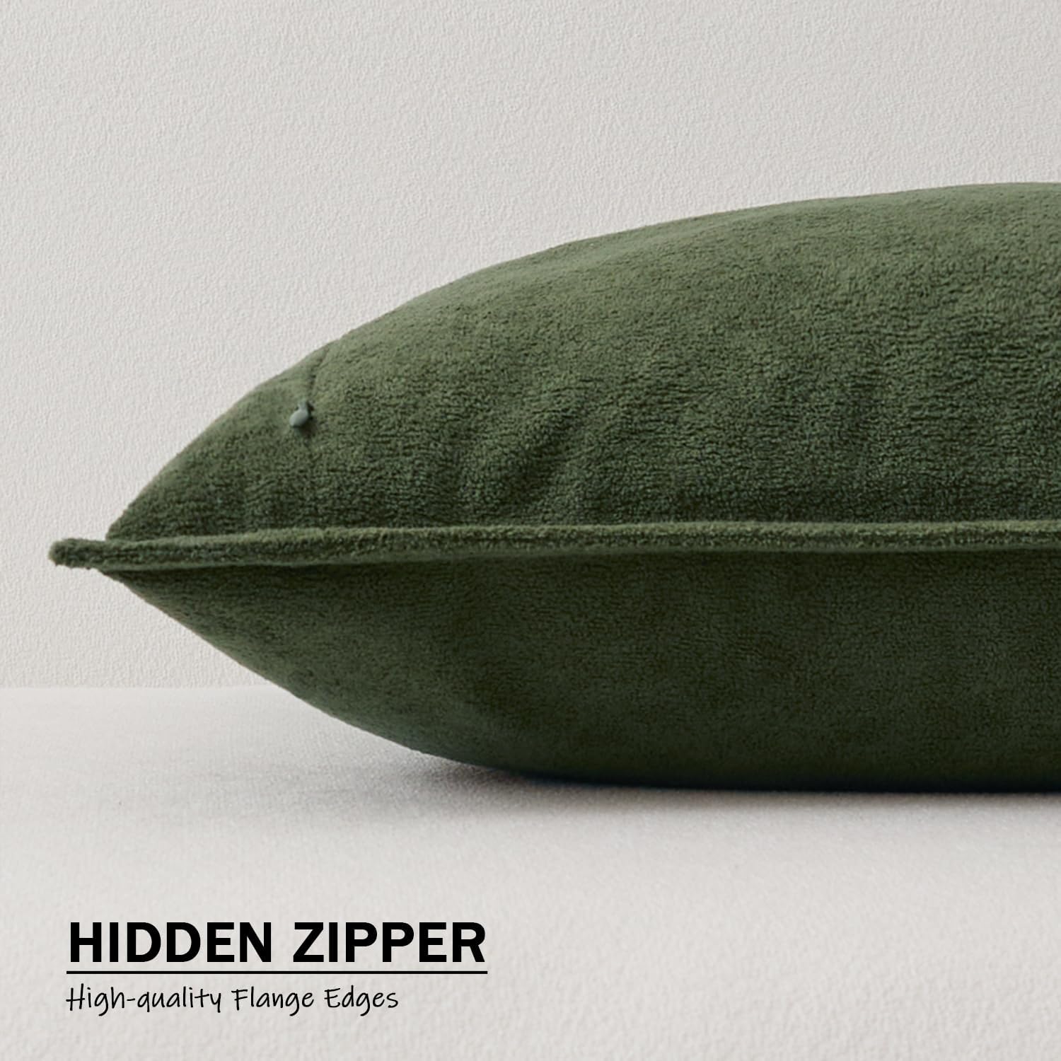 KevinTextile Kevin Textile Spring Waterproof Decorative Pillow Covers Moss Green 16x16 Inch Pack of 2 Soft Boucle Textured Throw Pillowcase…