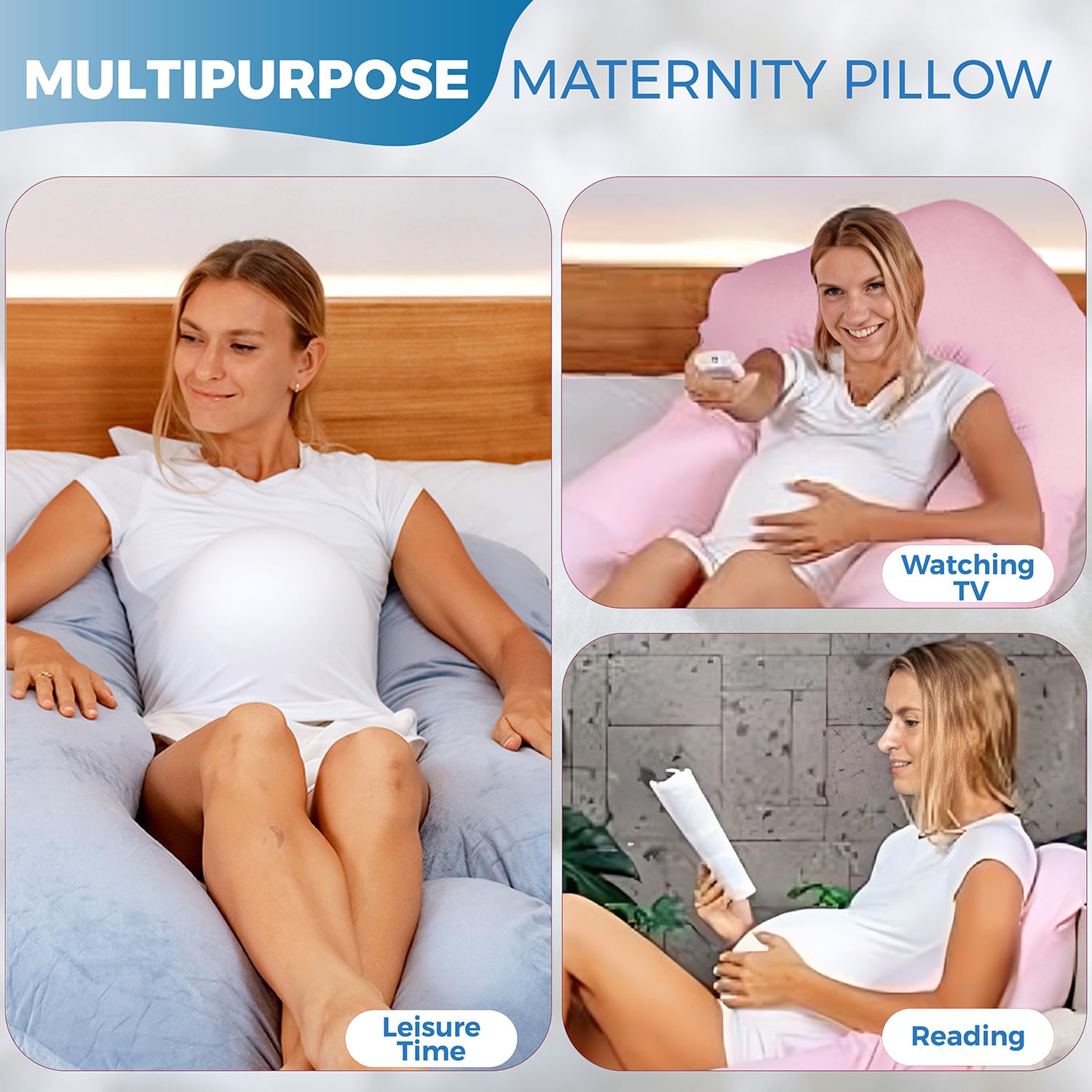 Pillani Pregnancy Pillows for Sleeping - V C U Shaped Full Body Pillow with Removable Cover, 57inch Cooling Maternity Pillow for Pregnant W…