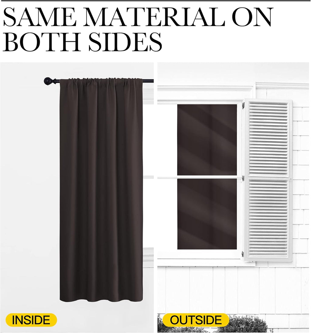NICETOWN Blackout Curtain Panels 63 inches - Triple Weave Microfiber Energy Saving Thermal Insulated Solid Rod Pocket Blackout Curtains…