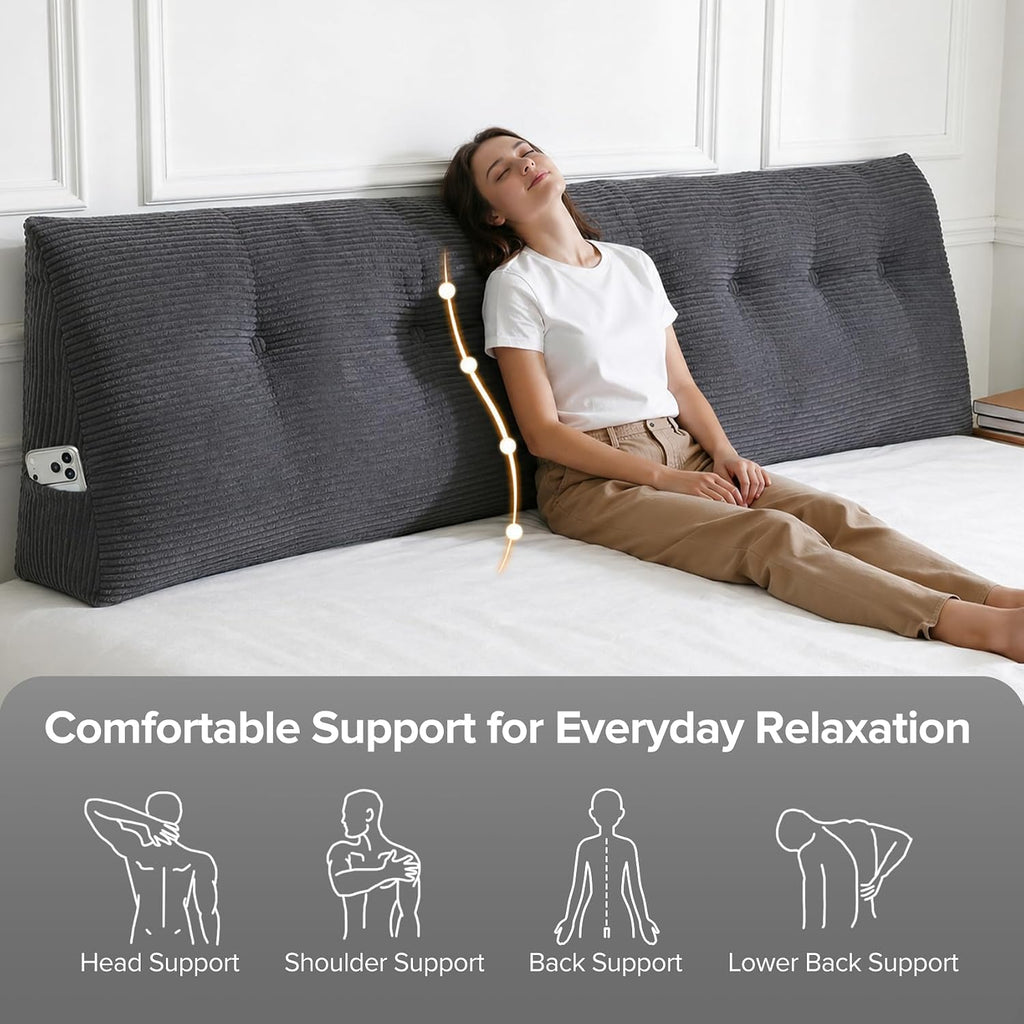 Royal Choice Headboard Pillow for Sitting Up in Bed, King Size Backrest Triangle Reading Pillow for Daybed, Supportive Bed Back Pillow for…