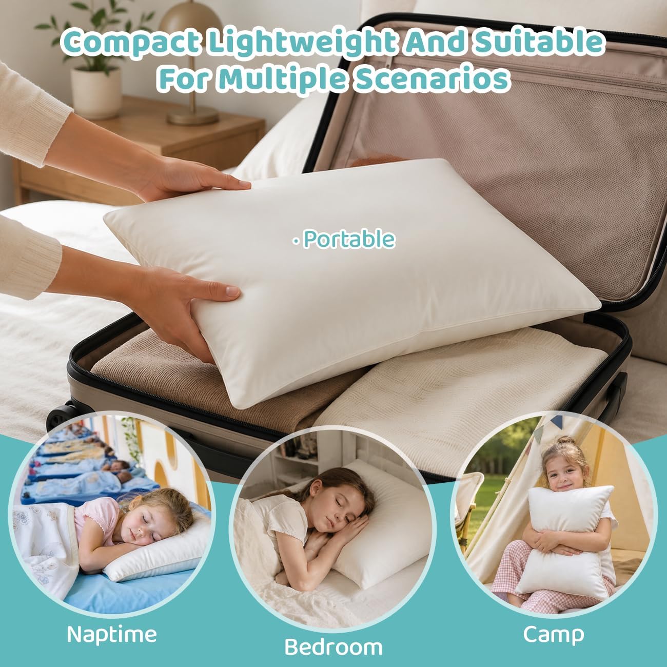 Organic Toddler Pillow with Pillowcase - 13x18 Toddler Pillow with 100% Organic Cotton Shell, Adjustable Loft Organic Kid Plilow, Machine…