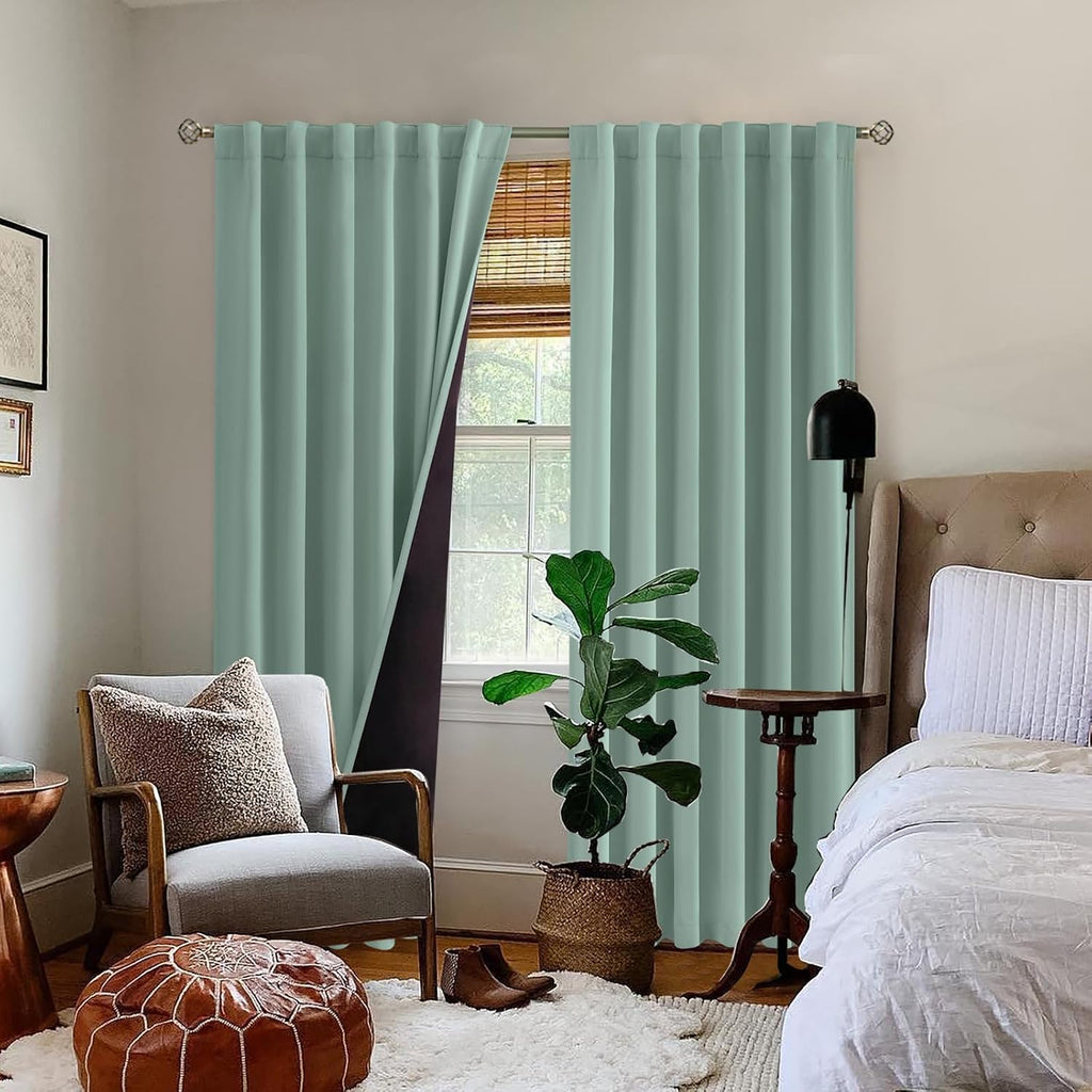 BGment 78 Inch Blackout Curtains with Black Liner for Bedroom, 100% Blackout Thermal Insulated Light Blocking Double Layer Rod Pocket…