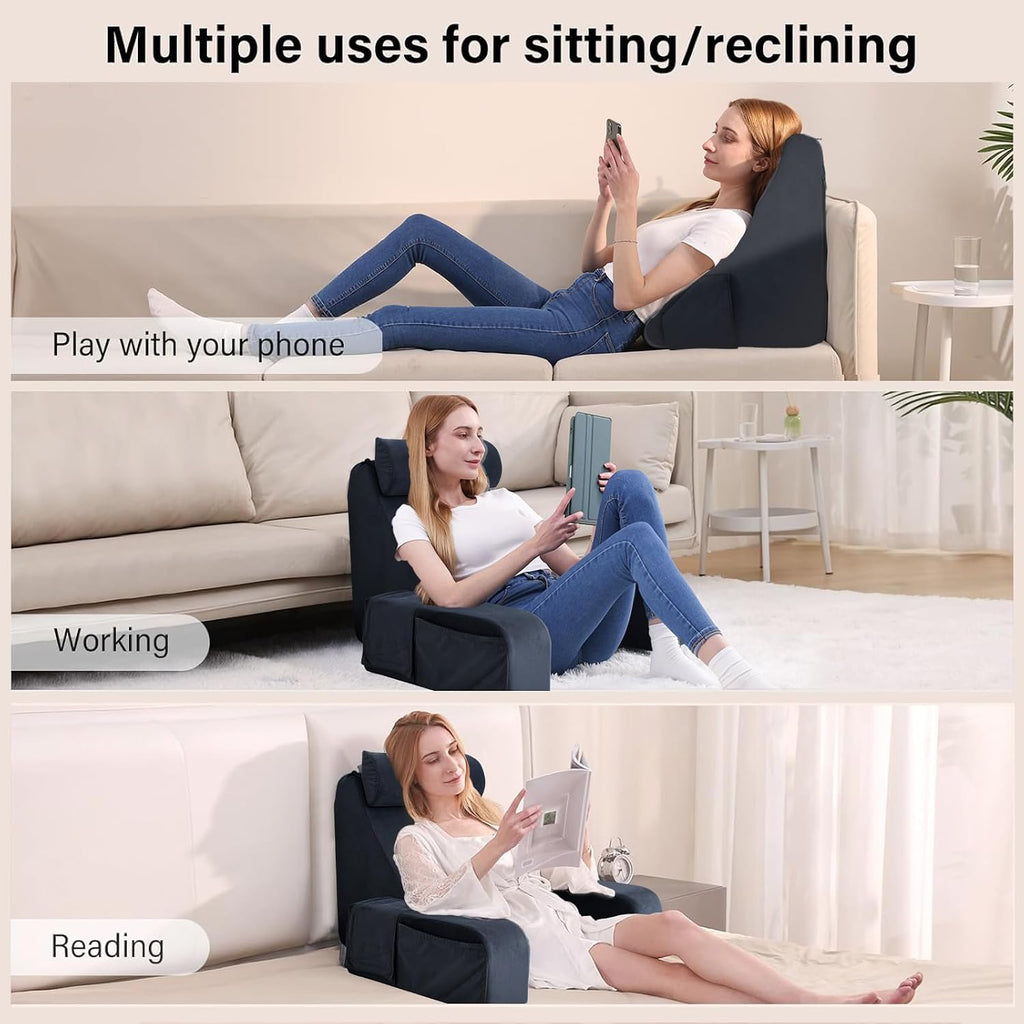 ENITYA Back Pillow for Bed Sitting up, 19" Reading Pillow for Sitting in Bed Adult, Back Support Pillow with Arms for Watching…