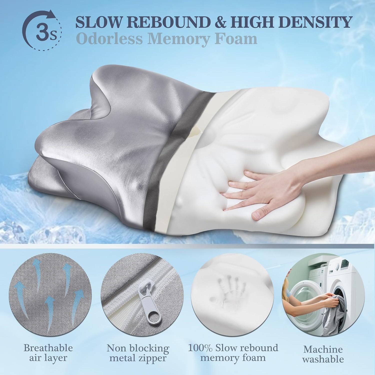 CCidea Cervical Neck Support Pillow for Sleeping & – Ergonomic Contour Memory Foam Pillows for Side/Back/Stomach Sleepers, 2 Heights with R…
