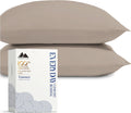 Mayfair Linen 100% Organic Cotton Percale Pillow Cases Queen/Standard Size Set of 2 - Percale Pillowcovers Standard/Queen (Taupe), Soft…