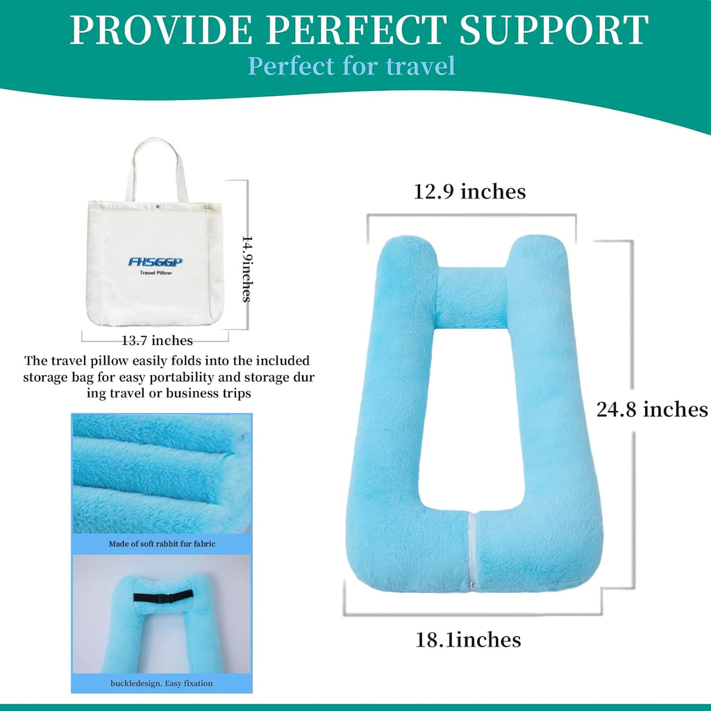FHSGGP Travel Pillow Upgraded Version of Aircraft Travel Neck Pillow with Storage Bag, Sleep Pillows for Travel by Train, Car, or Plane…
