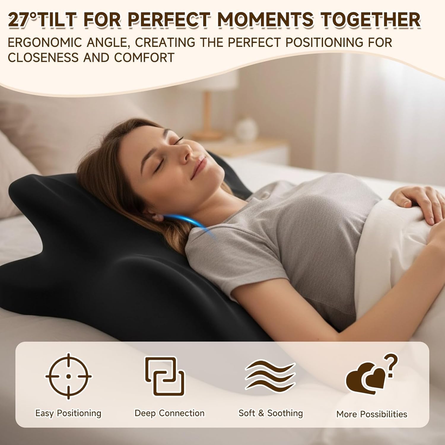 Generic Multi-Functional Memory Foam Ergonomic Wedge Pillow for Reading & Back Support, 27° Angle Contoured Cushion for Sitting or L…