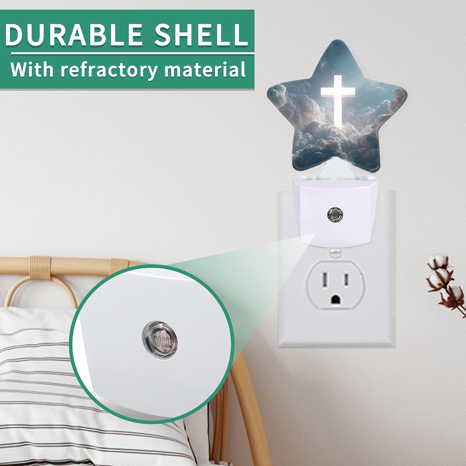 Cross in the Clouds Plug in Star Night Light, Night Light with Sensor for Kids Nursery Bedroom, Decorative Soft Glow Lamp for Hallway…