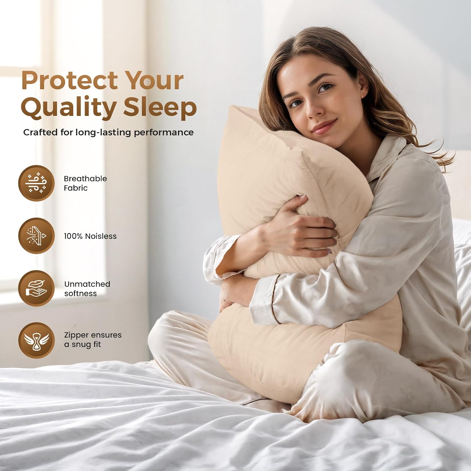 Utopiabedding Utopia Bedding 4 Pack Pillow Protectors with Zipper Queen Size, Soft Brushed Microfiber Fabric Pillow Cases, Shrinkage and Fa…