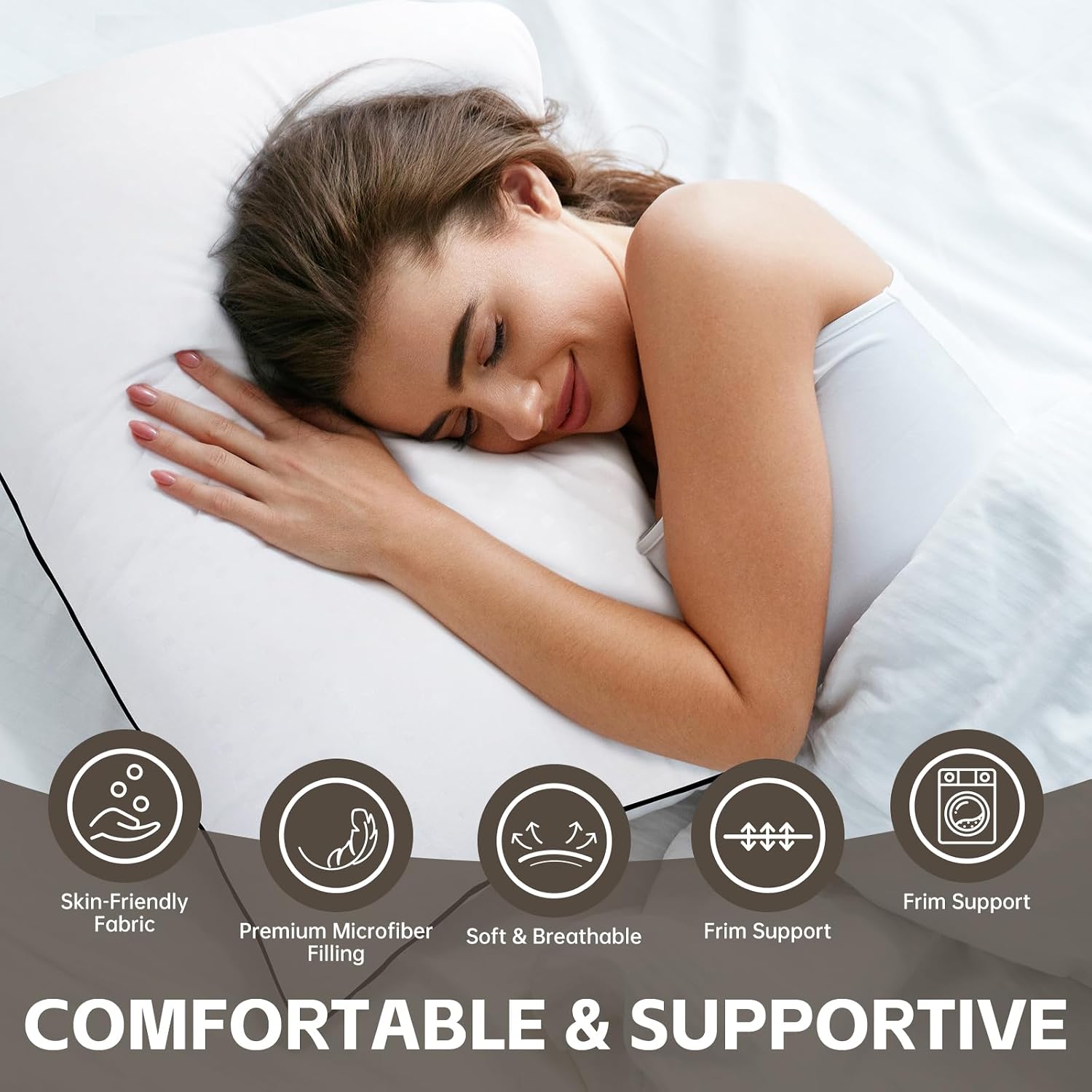 Himoon Bed Pillows for Sleeping 4 Pack, Standard Size Cooling Pillows Set of 4, Top-end Microfiber Cover for Side Stomach Back Sleepers 4 Pac…