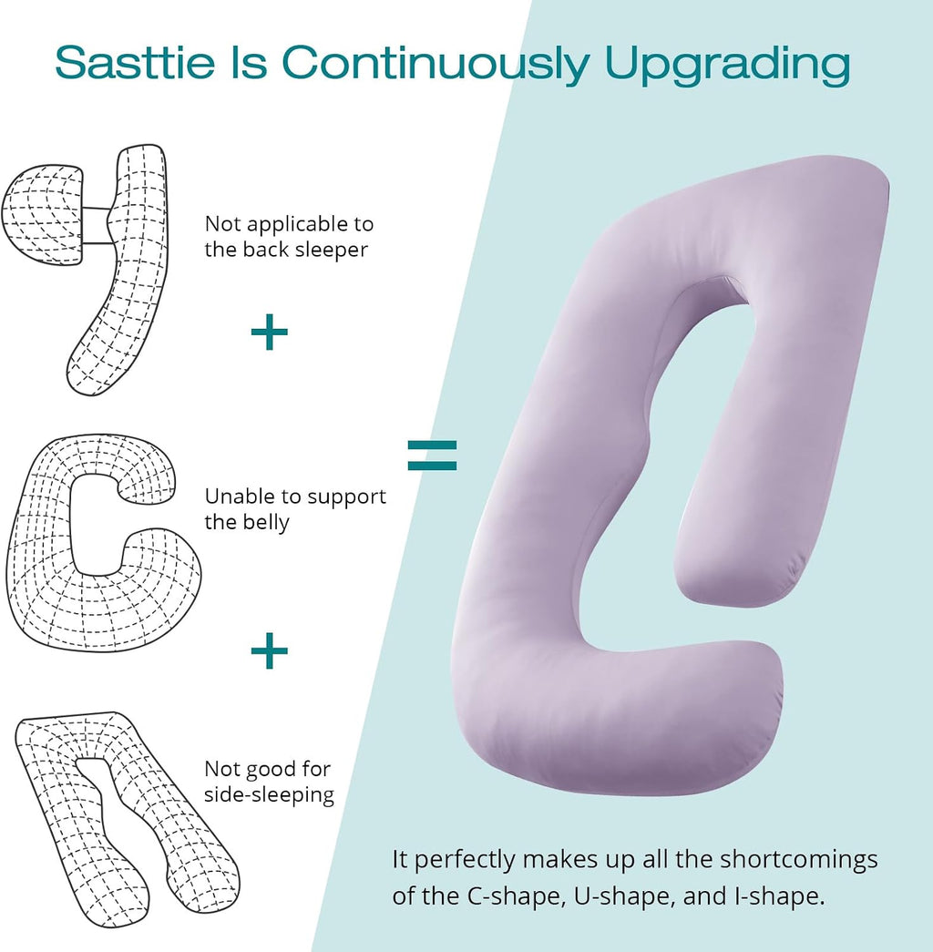 Sasttie Pregnancy Pillows for Sleeping, U Shaped Cooling Full Body Pillow with Removable Cover, Pregnant Women Must Haves, Maternity Essent…