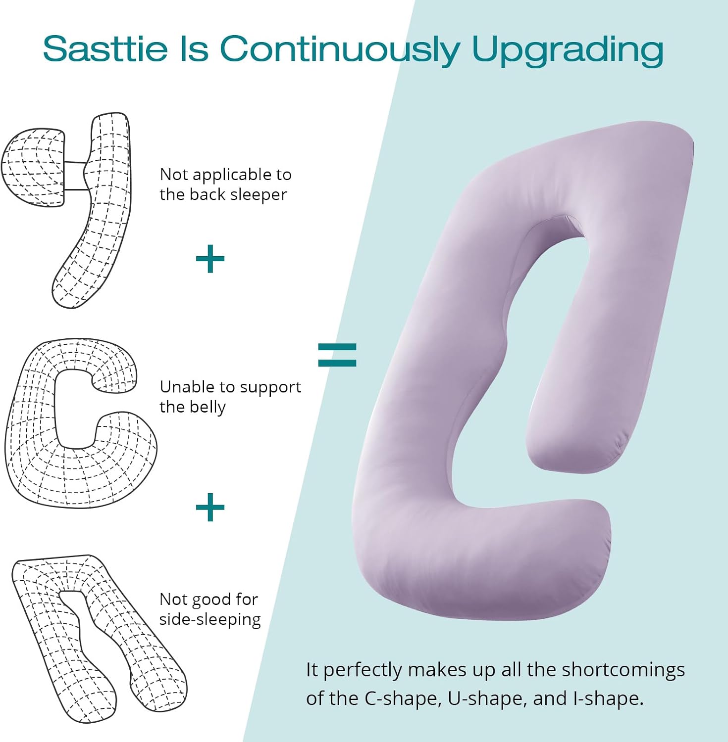 Sasttie Pregnancy Pillows for Sleeping, Jumbo U Shaped Cooling Full Body Pillow with Removable Cover, Pregnant Women Must Haves, Maternity…