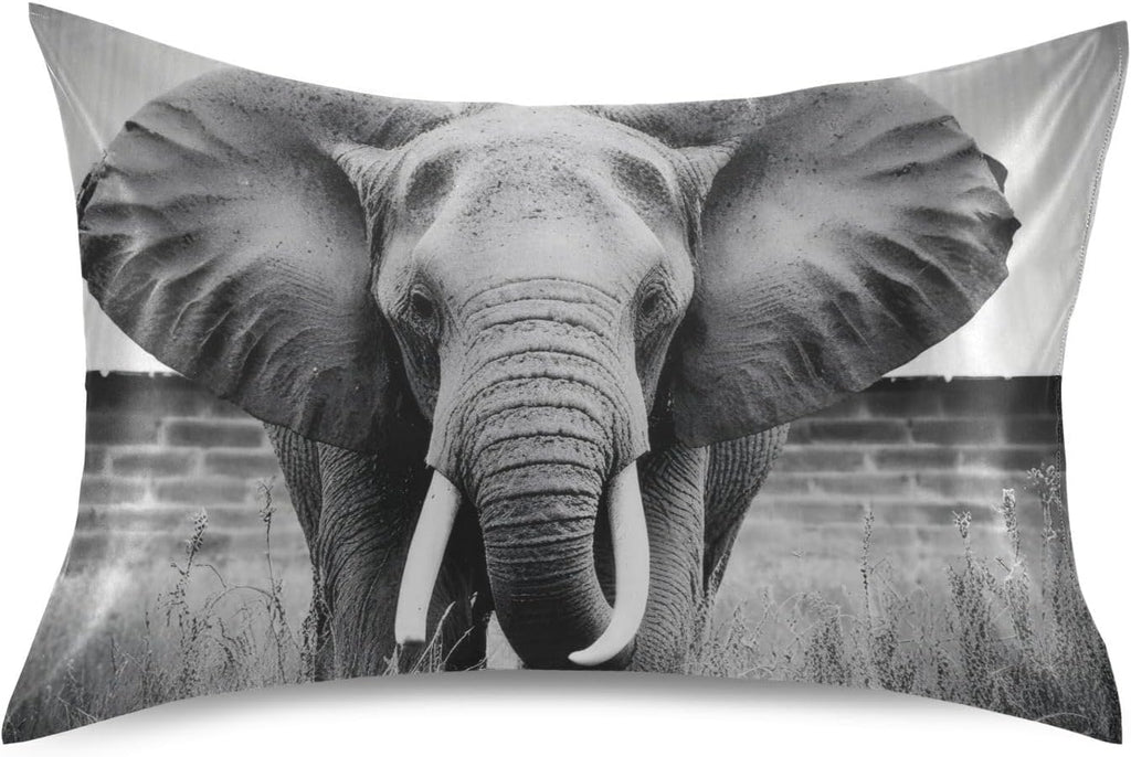 Blueangle Elephant Satin Pillowcase for Hair and Skin Silk Pillowcase, Queen Size(20x30 inches) - Satin Pillow Covers with Envelope Closure