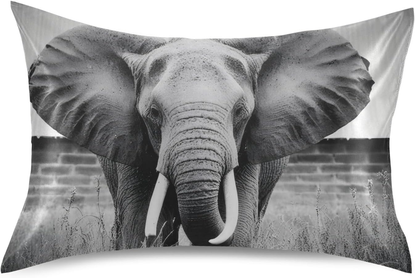 Blueangle Elephant Satin Pillowcase for Hair and Skin Silk Pillowcase, Queen Size(20x30 inches) - Satin Pillow Covers with Envelope Closure