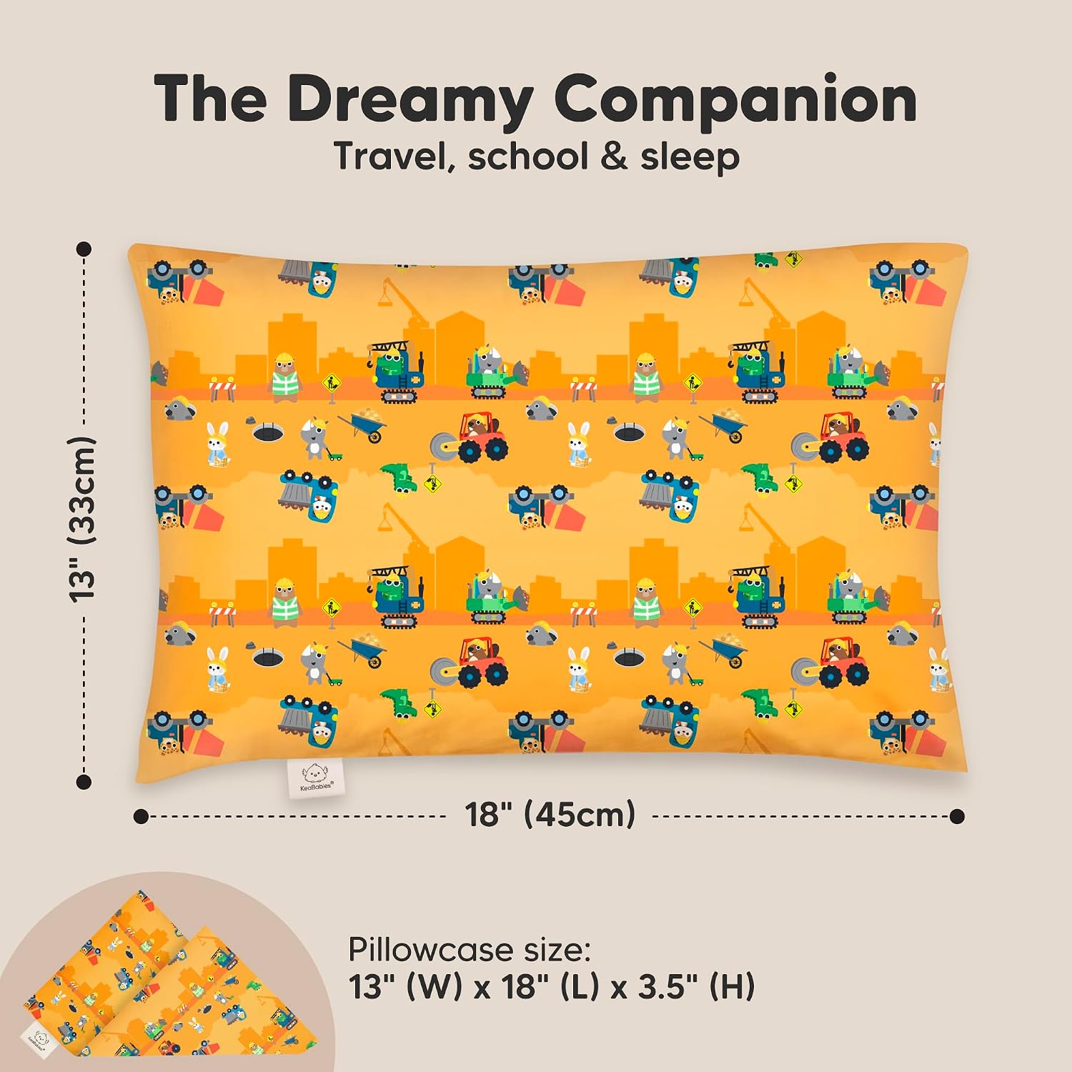 Toddler Pillow with Pillowcase - 13x18 My Little Dreamy Kids Travel Bed Pillows for Sleeping, Organic Cotton Small Pillowcase, Soft &…