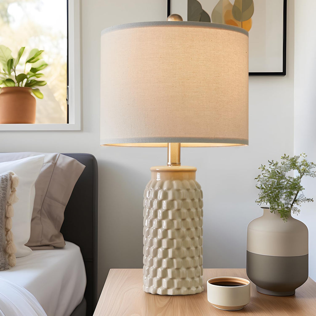 USumkky 20.5" Ceramic Table Lamps Set of 2 - Modern Farmhouse & Boho Style, Bedside Nightstand Lamps for Bedroom, Living Room End Table…