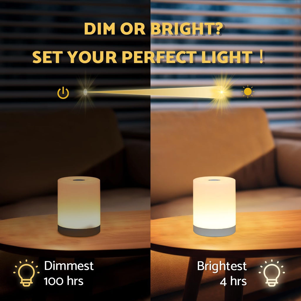DAZZY DOT Touch Night Light for Baby Nursery, Small Cordless Lamp, Dimmable Portable Rechargeable Battery Operated Night Light, Wireless…
