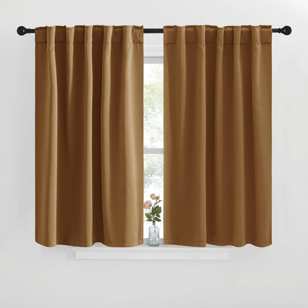 NICETOWN Blackout Window Curtains for Camper - (Gold Brown Color) 42x40 Inch, 2 Panels Set, Thermal Insulated Room Darkening Blackout…