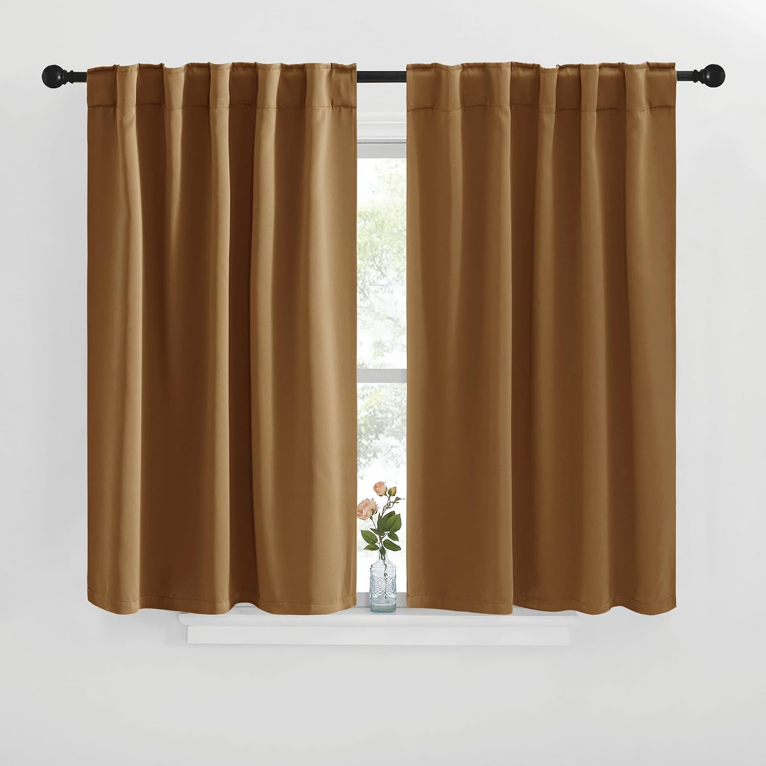 NICETOWN Blackout Window Curtains for Camper - (Gold Brown Color) 42x40 Inch, 2 Panels Set, Thermal Insulated Room Darkening Blackout…