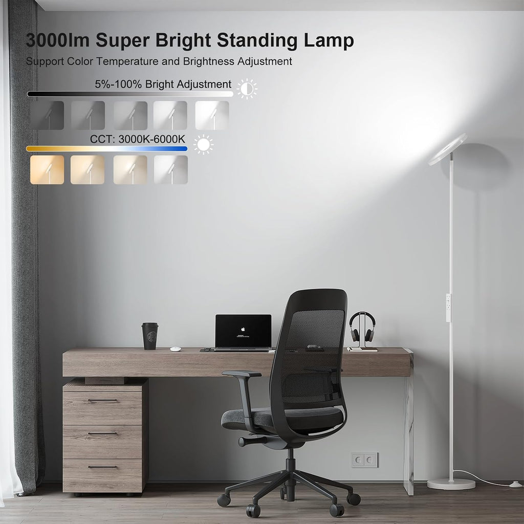 Sunmory Floor Lamps for Living Room, 32W/3000LM Super Bright LED Floor Lamp with Remote Control, 69" Tall Standing Lamp with Stepless Dimma…