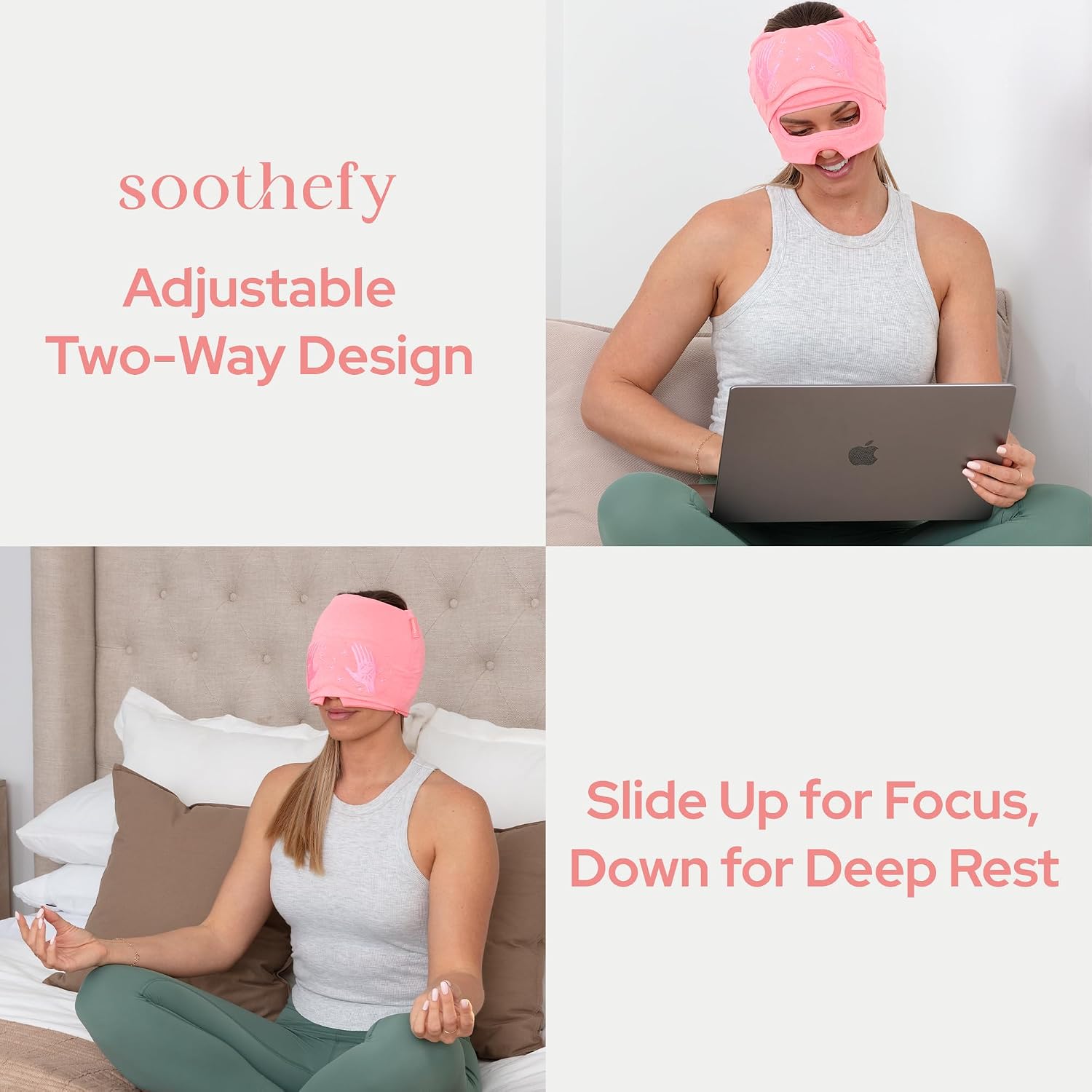 Soothefy Migraine Relief Cap with Slide-Up Eye Mask - Patent Pending - Headache Relief Hat for Hangover, Stress, Tension - Buttery Soft, Ma…
