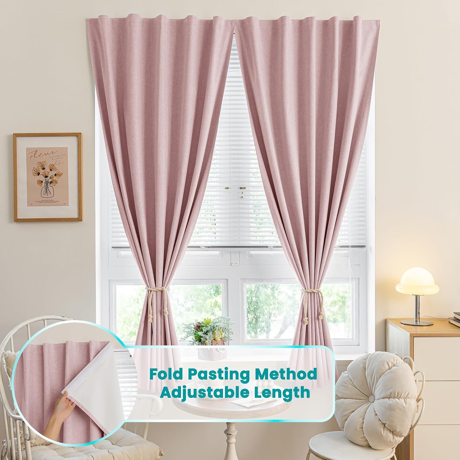 100% Blackout Self Adhesive Curtains Portable Curtain Simple and Easy to install Bedroom Window Thermal Lnsulated Kitchen Room Darkening…