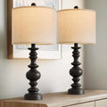 BOBOMOMO 24" Traditional Farmhouse Table Lamp Set of 2, Vintage Resin Lamps for Living Room Bedroom, Rustic Nightstand Lamp with Linen…