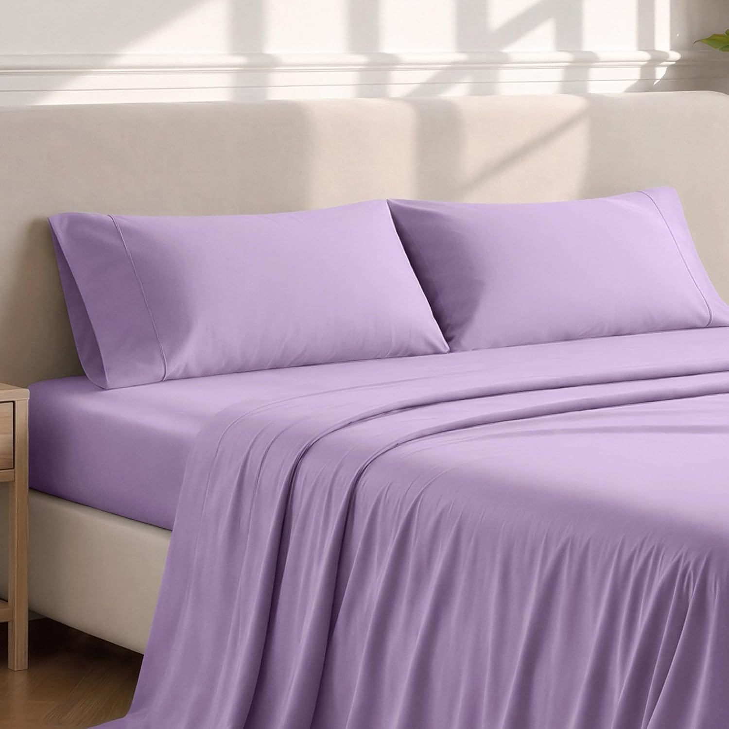 BareHome Bare Home Microfiber Pillow Cases - King Size Set of 2 - Cooling Pillowcases - Double Brushed - Lavender Pillowcases 2 Pack - Easy…