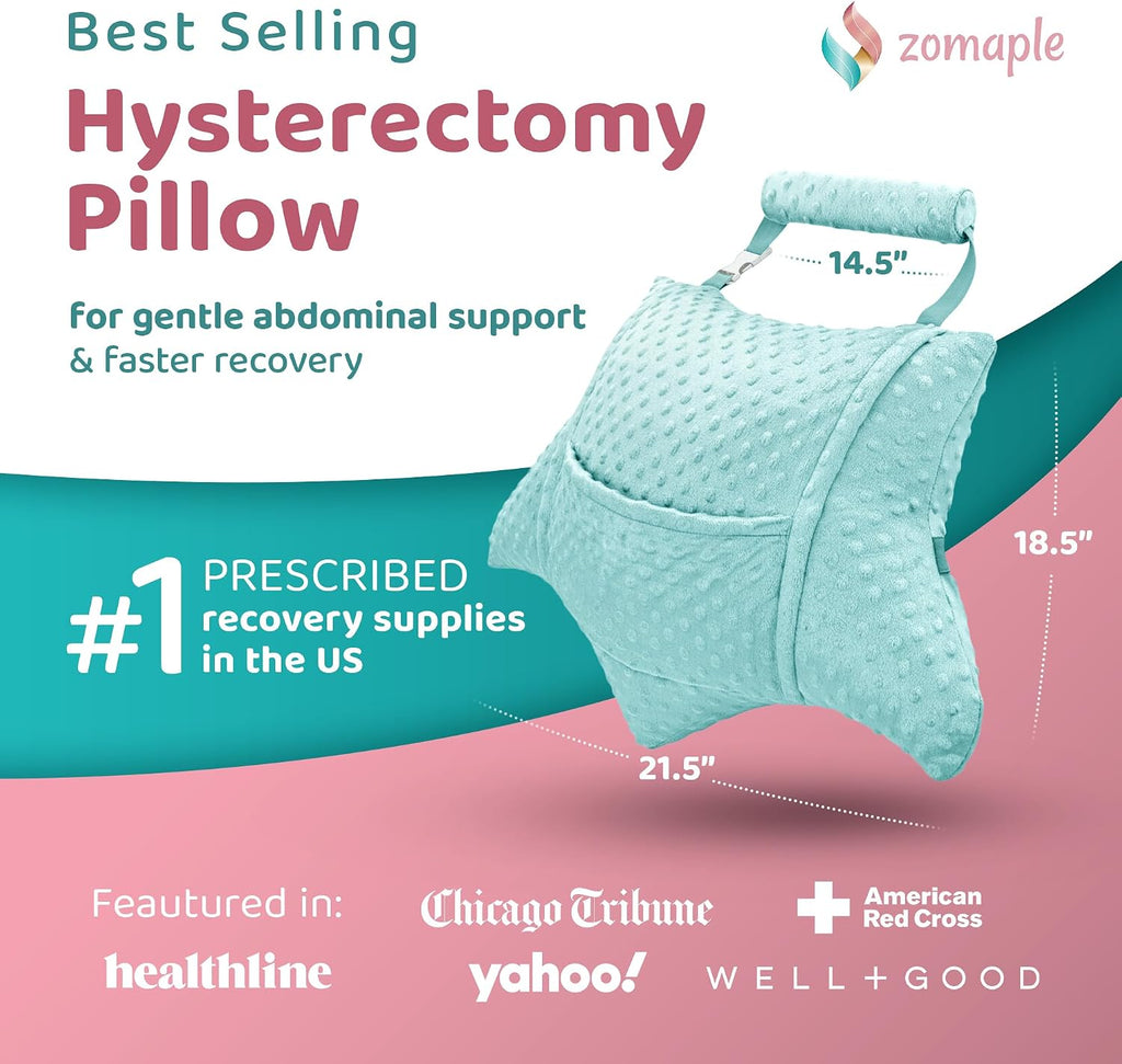 Zomaple Recovery Hysterectomy Pillow with Strap & 2 Gel Pack – Post Abdominal Surgery Must Haves – Ideal for C-Section, Laparoscopic & Hern…
