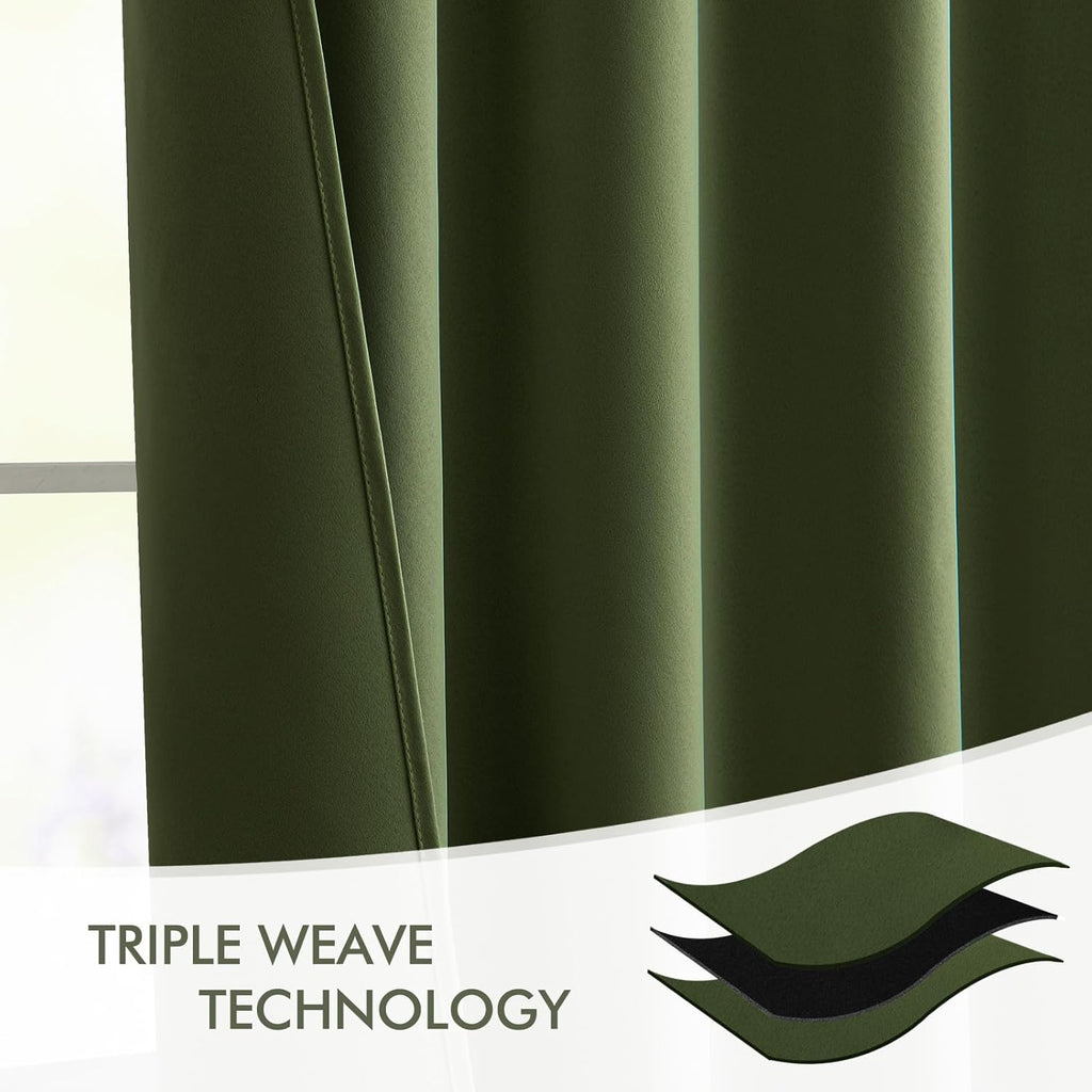 Miulee Olive Green Back Tab Blackout Curtains 102 Inch Long 2 Panels Set for Bedroom, Rod Pocket/Pinch Pleated Thermal Insulated Living Roo…