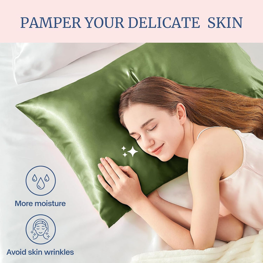 Bedelite Satin Pillowcase for Hair and Skin, Super Soft and Cooling Similar to Silk Pillow Cases 2 Pack with Envelope Closure, Gift for Wom…