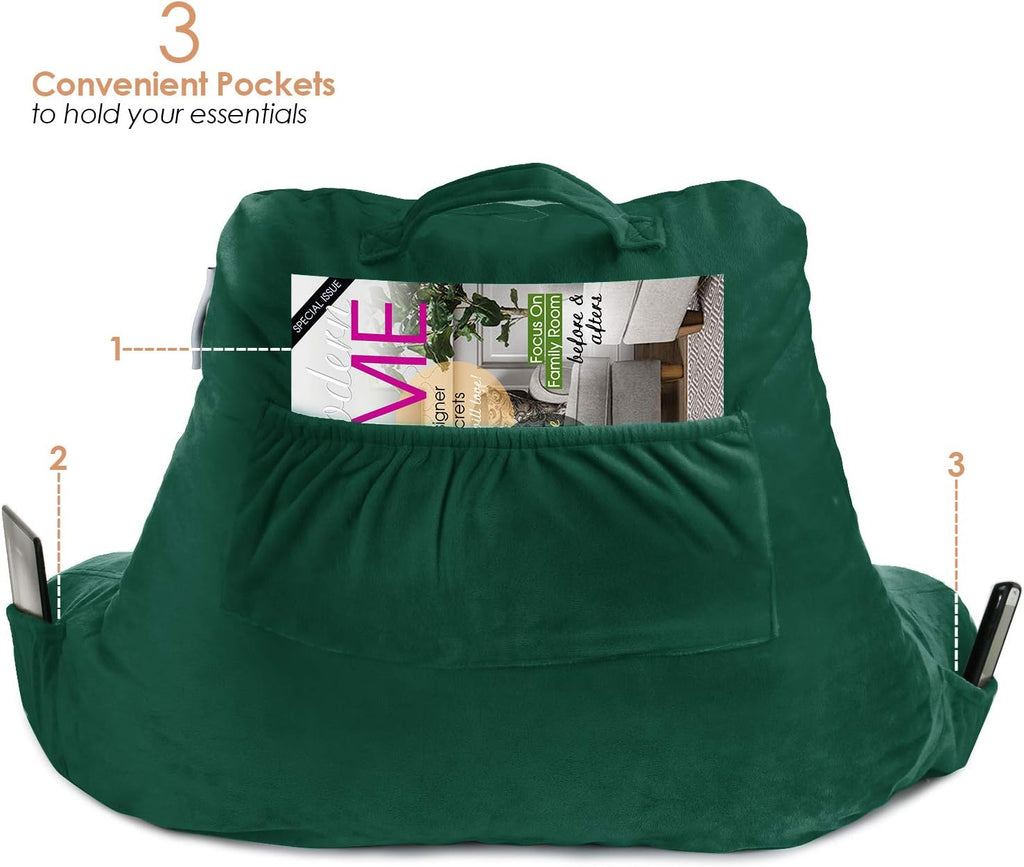 Nestl Reading Pillow with Shredded Memory Foam, Designed for Sitting Up in Bed and Couch, Back and Arms Adjustable Support for Adult &…