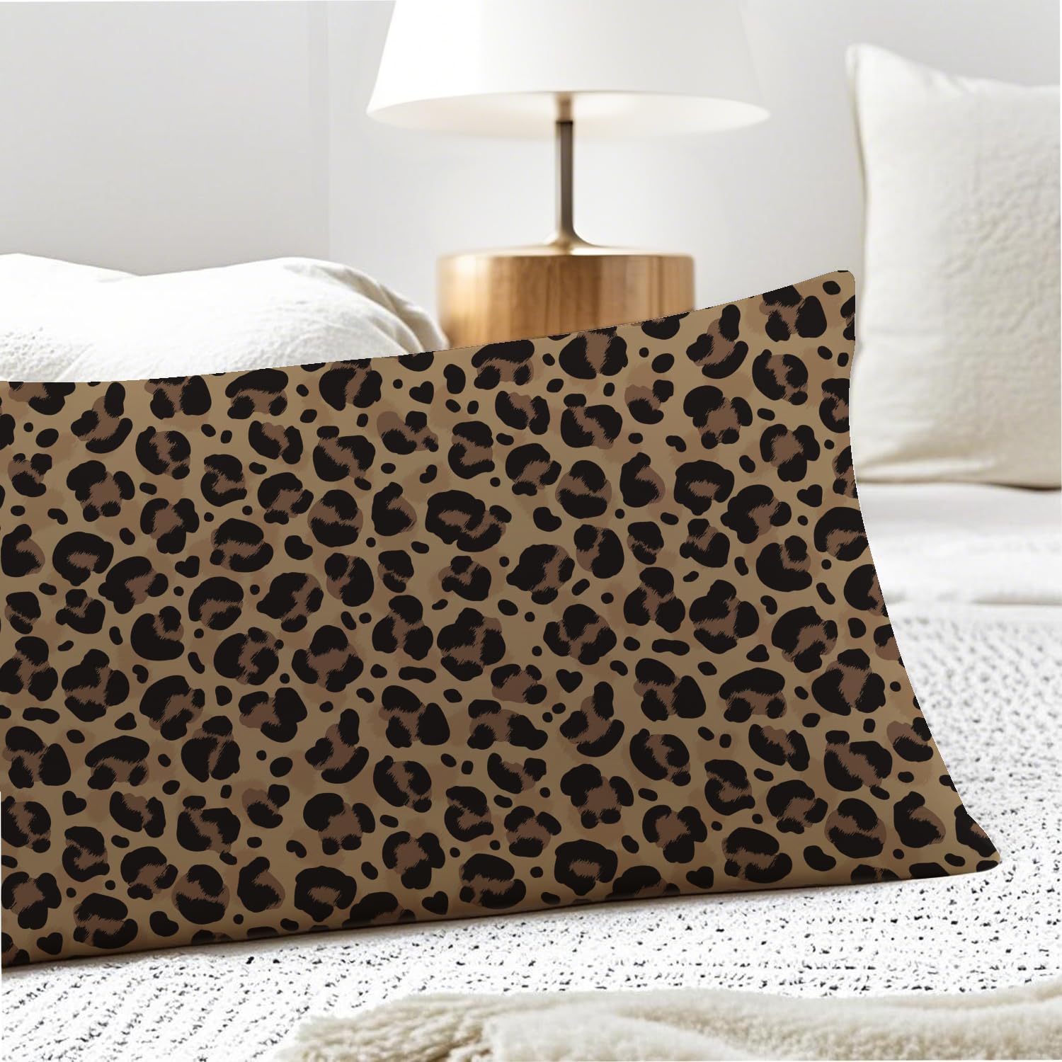 Leopard Print 20x54 Body Pillow Cover, Cheetah Print Room Decor, Trendy Wild Animal Print Aesthetic Decorative Long Body Pillow Cases for…