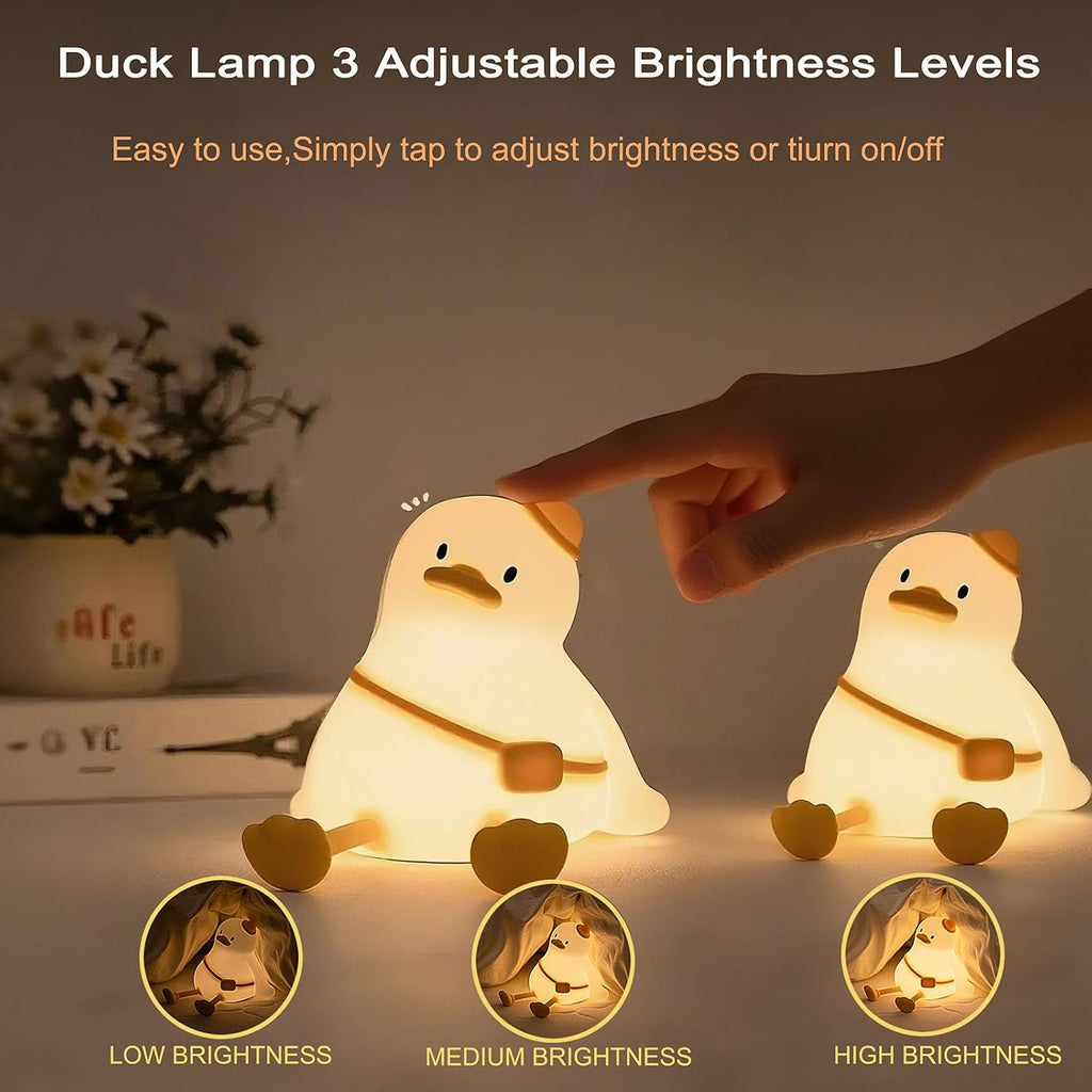 Duck Night Light for Kids 3 Levels Dimmable Silicone Animal Nursery Light, Adorable Rechargeable 30min Timmer Novelty Bedside Touch…
