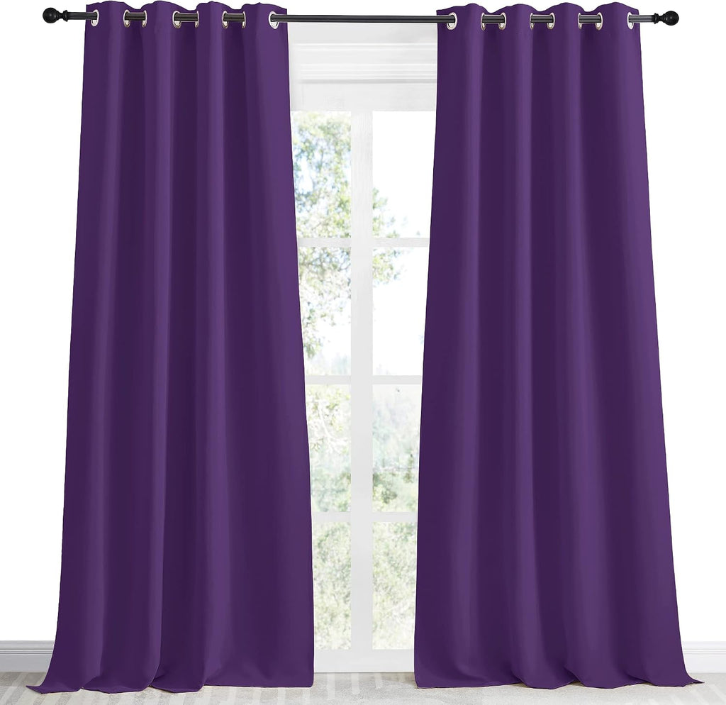 NICETOWN Blackout Window Curtain Short, 55W x 90L, Sold Individually, Royal Purple Color, Home Fashion Thermal Insulated Room Darkening…