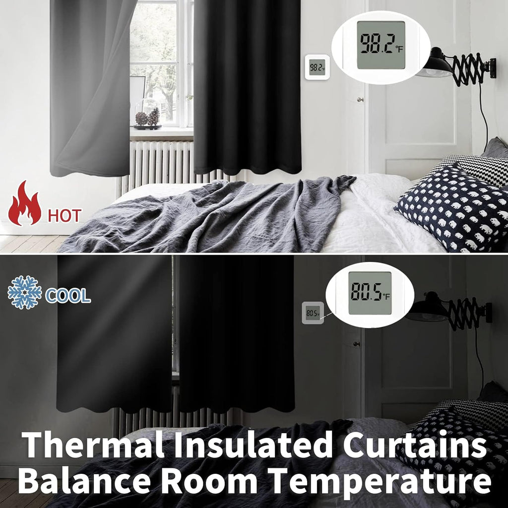 BGment Thermal Insulated 100% Blackout Curtains for Bedroom with Black Liner, Double Layer Full Room Darkening Noise Reducing Grommet Curta…